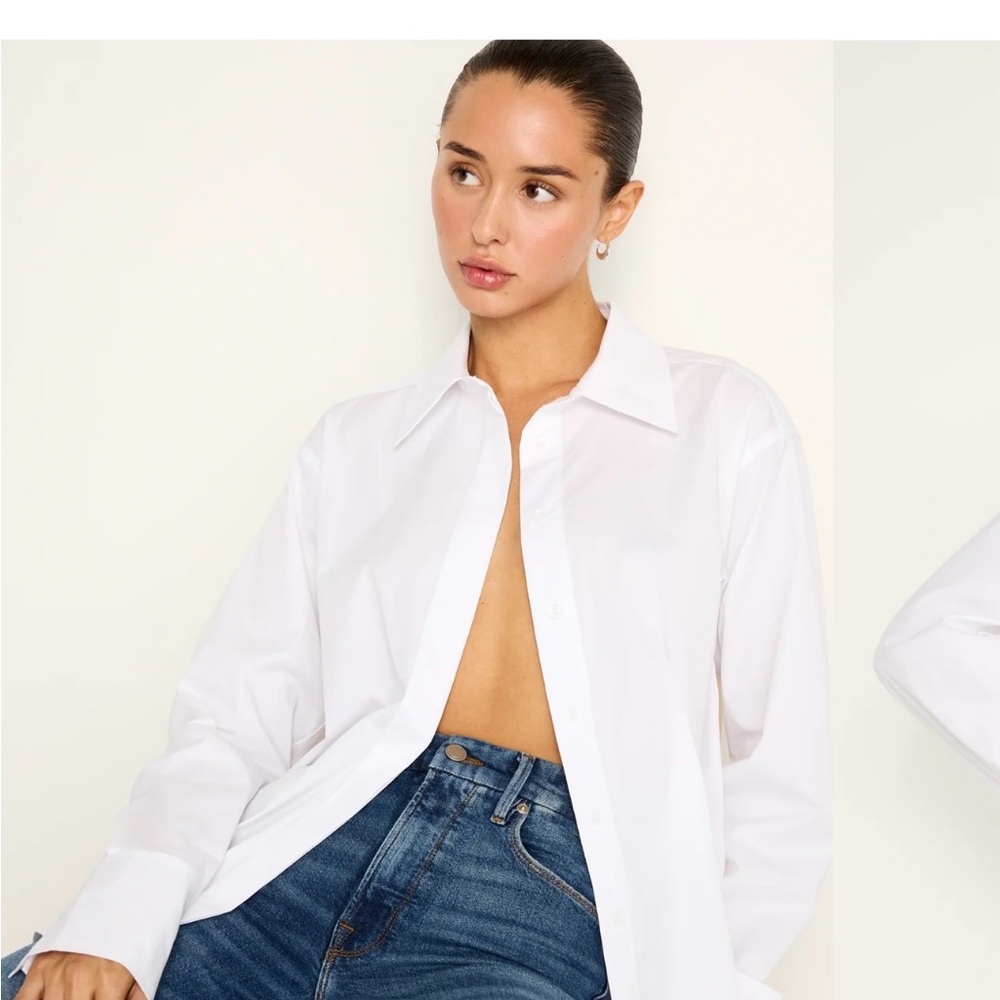 Good American White Fitted Long Sleeve Blouse - Picture 2 of 4
